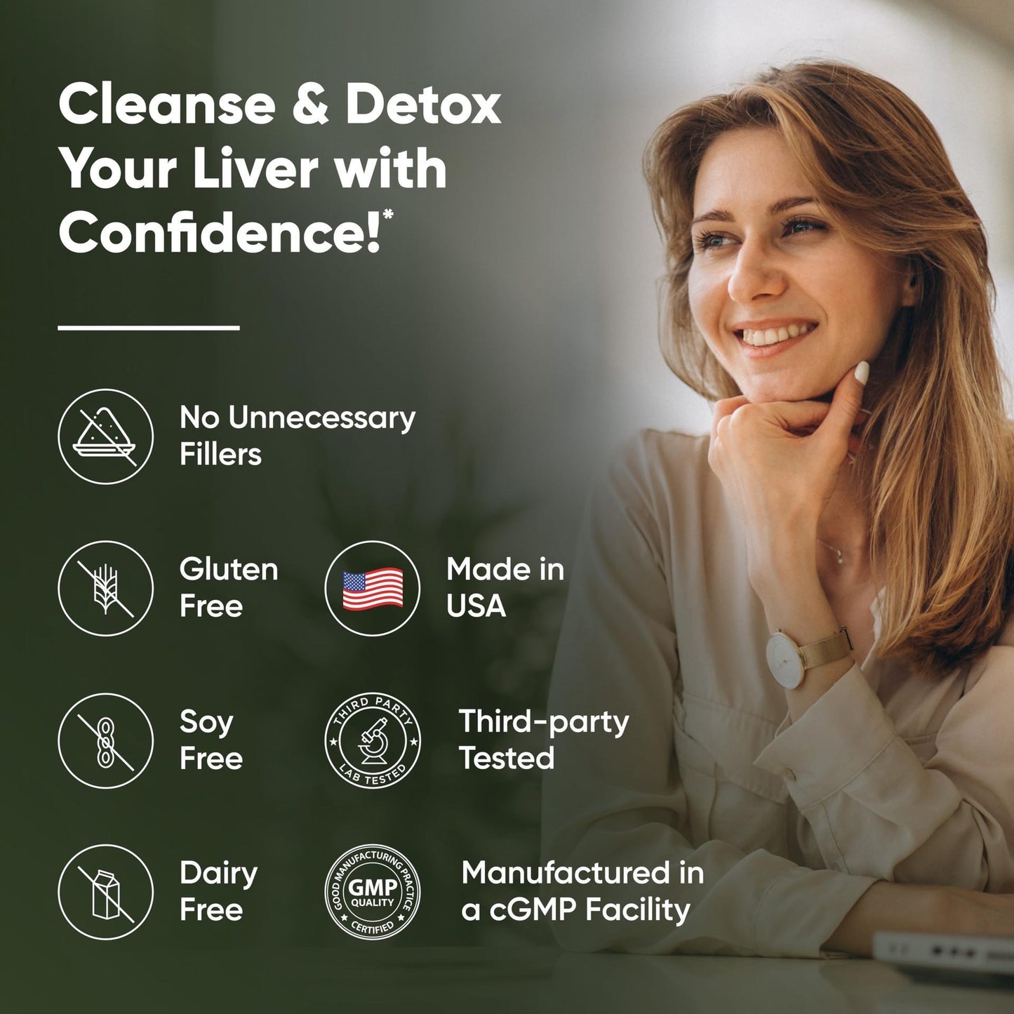 Liver Cleanse &amp; Detox Supports 11 IngredientBlend Milk Thistle, Dandelion, Turmeric, GingerExtract, Beet, Zinc, Vitamin E, Selenium, GrapeSeed. liver detox vitamin liver