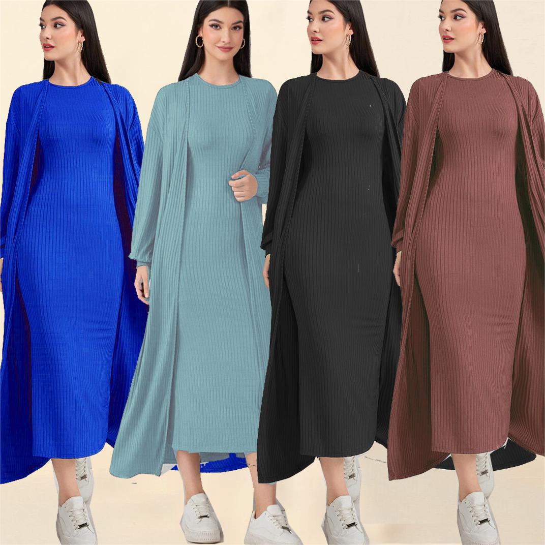 Middle East Arab Muslim Women&#039;s Dress Two-piece European And American Tank Top Cardigan Outerwear Pit Suit