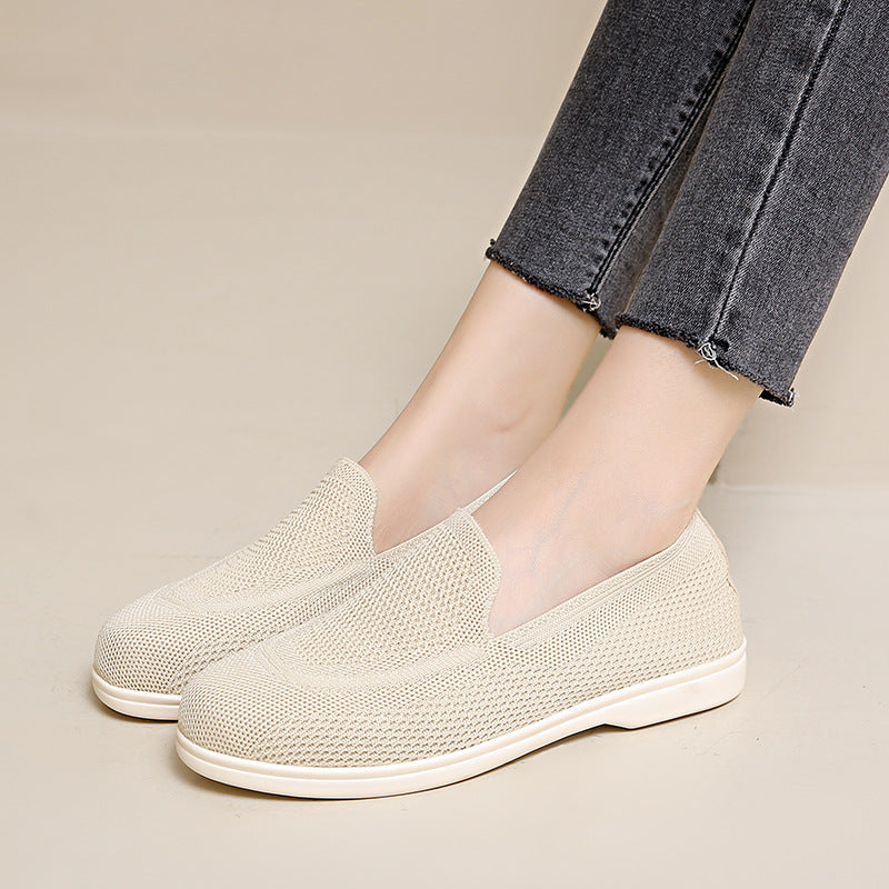 Old Beijing Casual Shoes Women's Fashion Trend Manufacturers Directly Supply A Pedal Knitted Breathable Excrement Feeling Lazy Bean Shoes