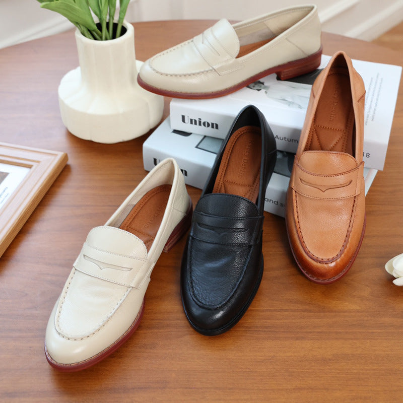 Walking Not Tired Factory Shoes Super Comfortable Two-Wear Loafers Women's One-Step Low Heel Retro British Style