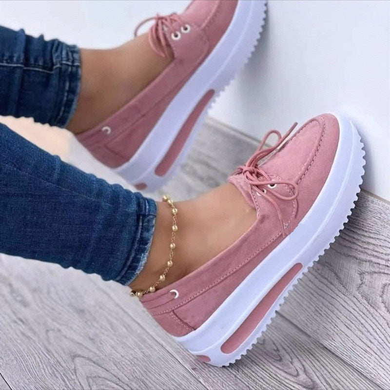 Foreign Trade Plus Size Women&#039;s Shoes Spring Amazon Solid Color Front Lace-up Loafers One-step Women&#039;s Shoes Manufacturers In Stock Generation Hair