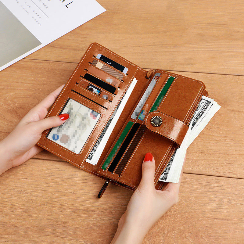 Wallet Women's New 2024 Popular Coin Purse Summer Ins Style Niche Design Genuine Leather Small Bag Long Wallet Handbag