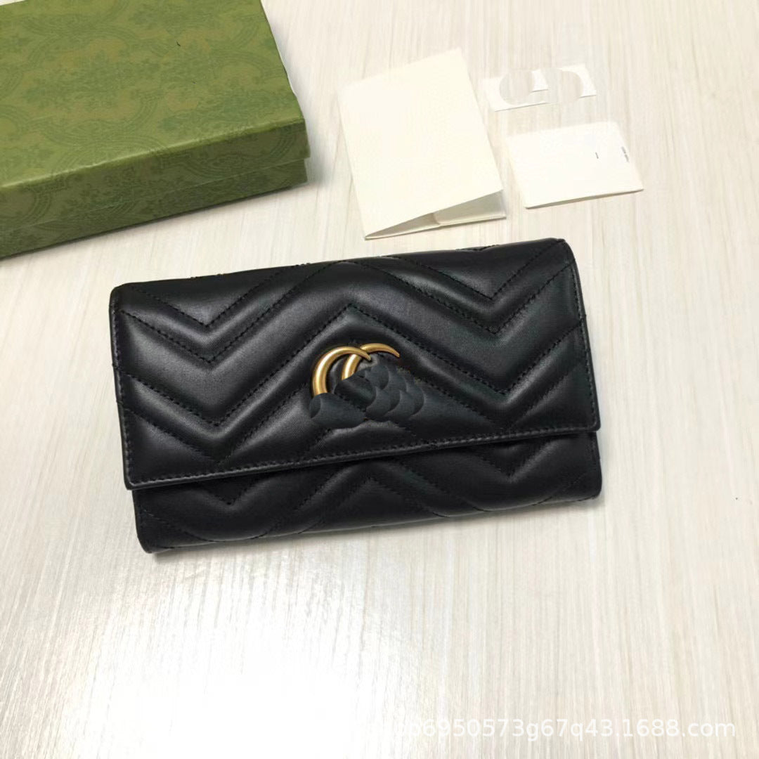 Short Soft Zipper Solid Color Women's Wallet Marmont Series Long Wallet