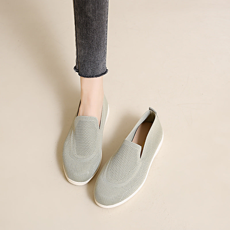 Old Beijing Casual Shoes Women's Fashion Trend Manufacturers Directly Supply A Pedal Knitted Breathable Excrement Feeling Lazy Bean Shoes