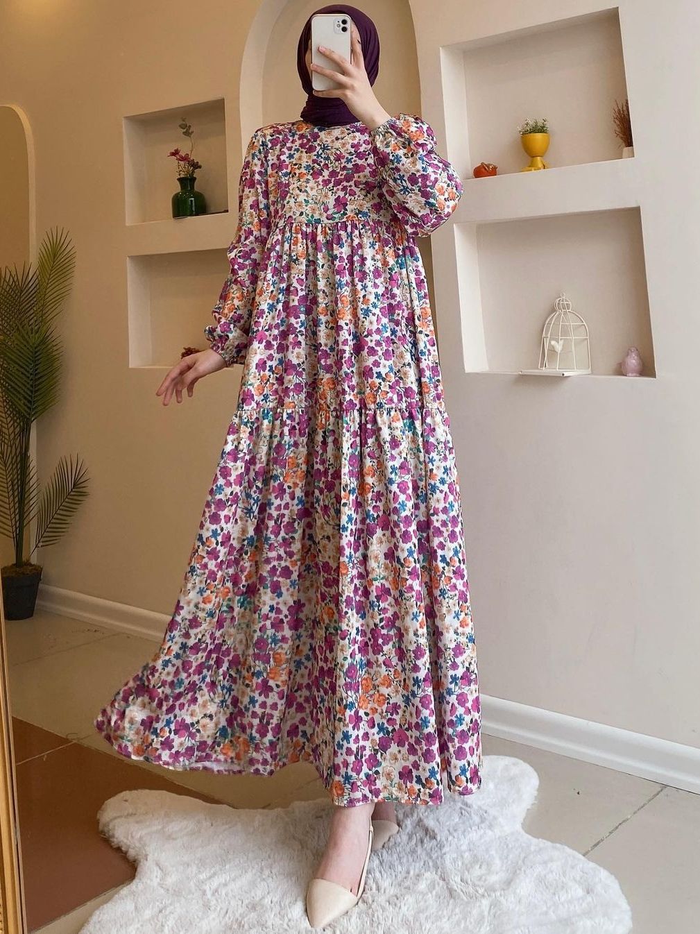 DD0191 Middle East Cross-border Women&#039;s Clothing 2023 New Printed Muslim Dubai Gown Dress