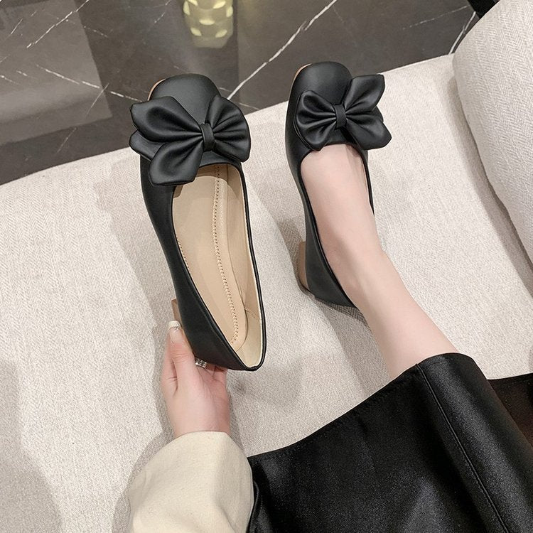 Bow Not Tired Feet Women&#039;s Shoes Step On Excrement Feeling Bean Shoes 2025 Spring New Gentle Fairy Wind Soft Sole Shoes Women