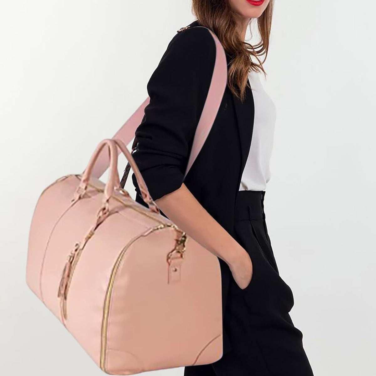 Travel Convenient Carry-on Clothing Bag Large PU Leather Duffel Bag Women's Fashion