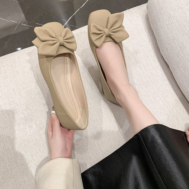 Bow Not Tired Feet Women&#039;s Shoes Step On Excrement Feeling Bean Shoes 2025 Spring New Gentle Fairy Wind Soft Sole Shoes Women