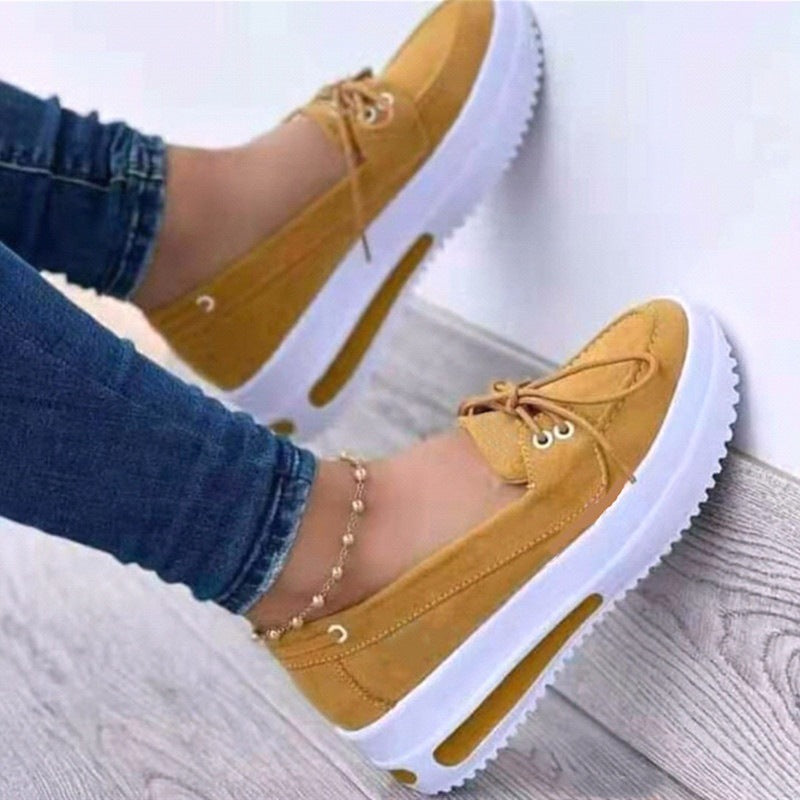 Foreign Trade Plus Size Women&#039;s Shoes Spring Amazon Solid Color Front Lace-up Loafers One-step Women&#039;s Shoes Manufacturers In Stock Generation Hair