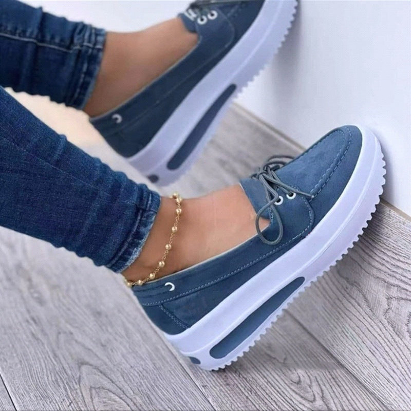 Foreign Trade Plus Size Women&#039;s Shoes Spring Amazon Solid Color Front Lace-up Loafers One-step Women&#039;s Shoes Manufacturers In Stock Generation Hair