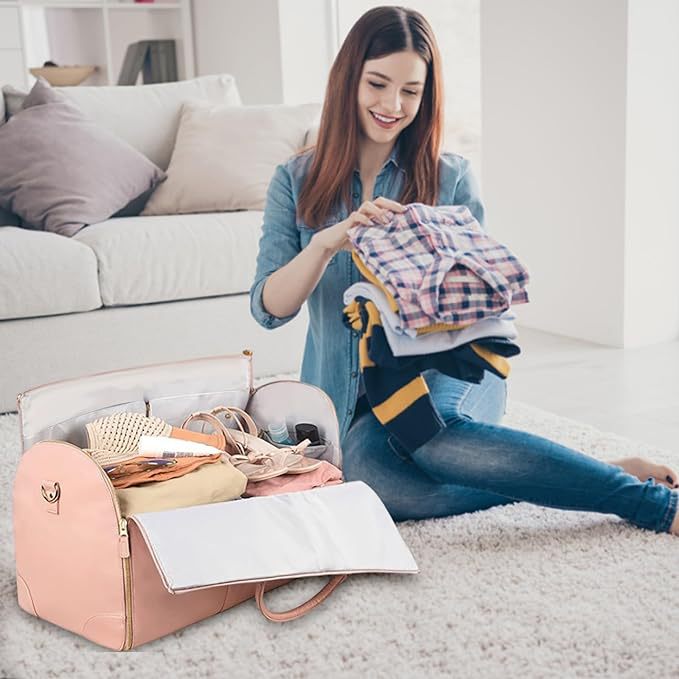 Travel Convenient Carry-on Clothing Bag Large PU Leather Duffel Bag Women's Fashion